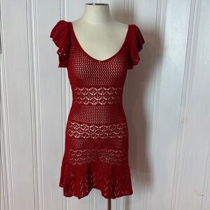 ZARA Red Crochet Dress + Slip Dress Set, 2-in-1 Summer Boho Feminine Size Small
